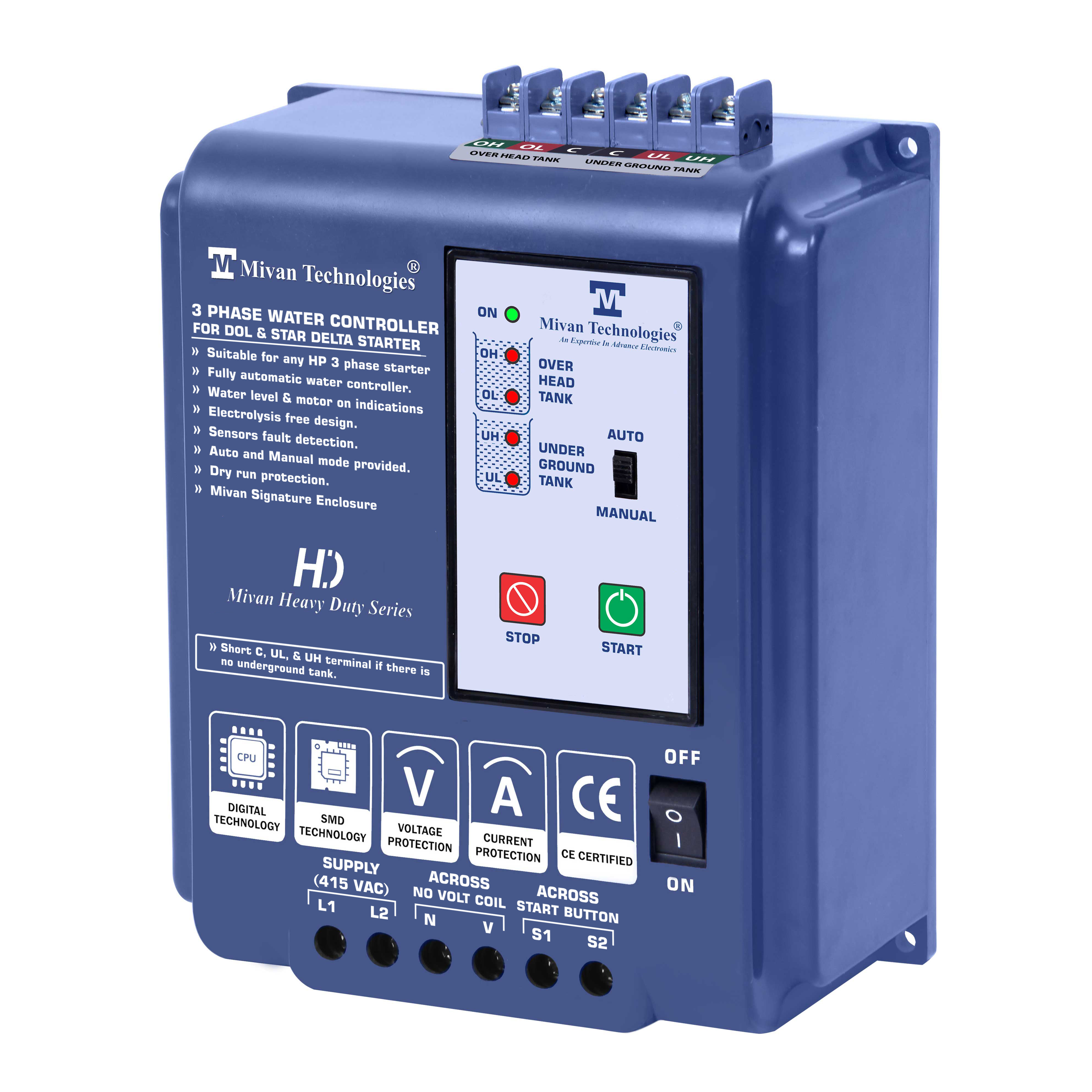 LLC 3 DP HD three phase water level controller for 3 phase motor and submersible pump suitable for any 3 phase starter